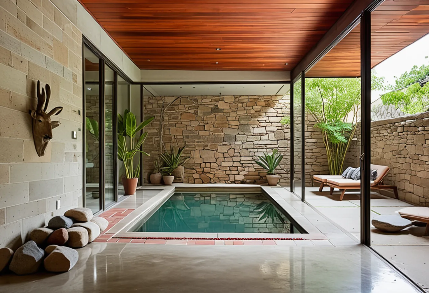 Rough stone, indoor pool