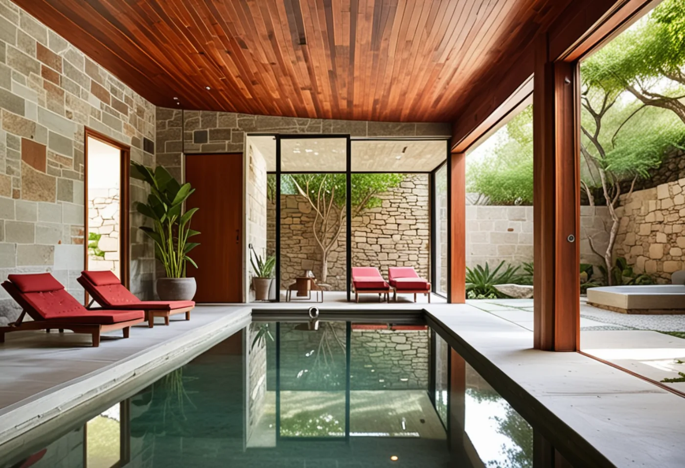 Rough stone, indoor pool