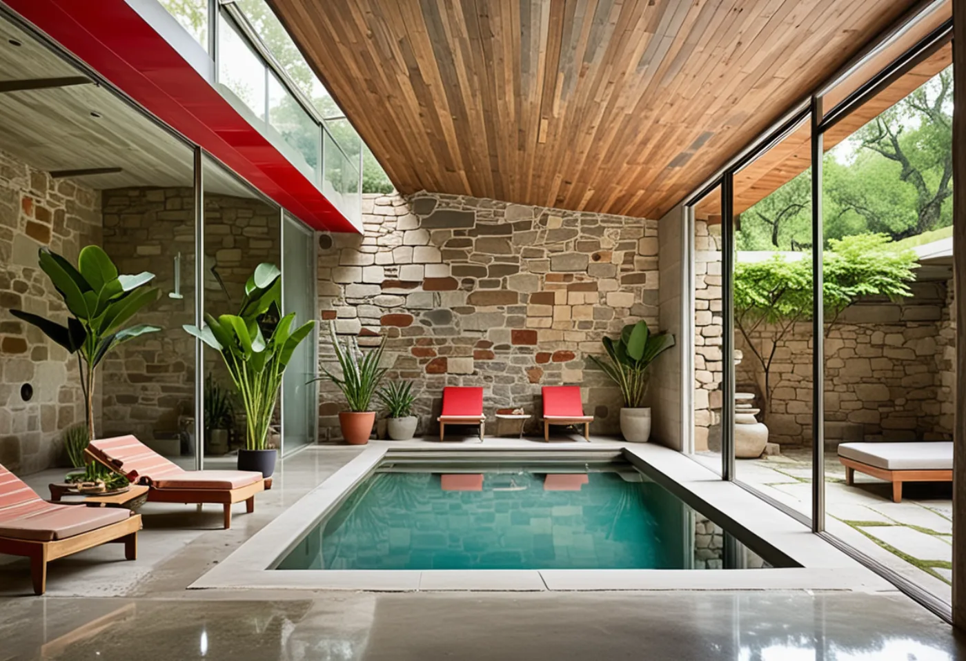 Rough stone, indoor pool