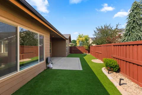The patio and turf, from the garden