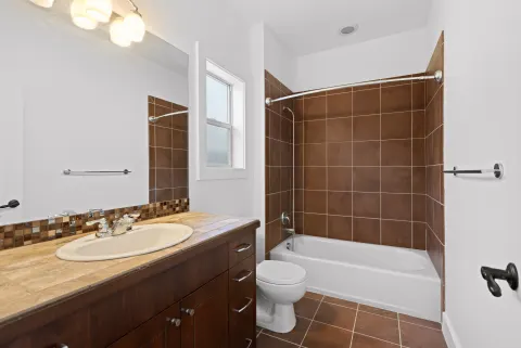 Hall bathroom, tub and shower