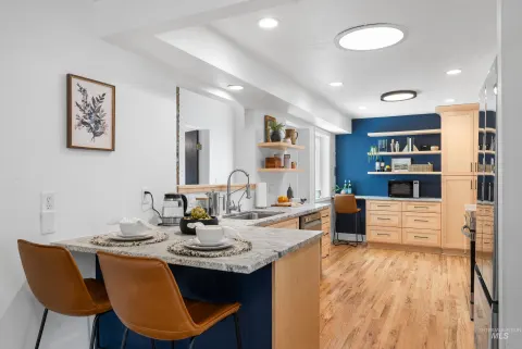 Kitchen island and bar seating