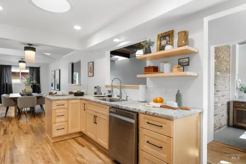 Kitchen with open shelving