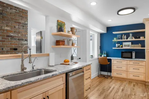 Sink against the exposed brick