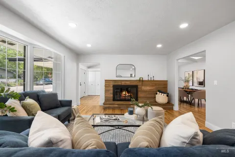 Living room and fireplace