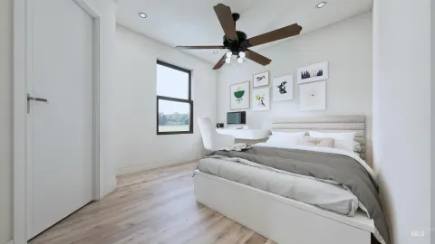 Render — bedroom with desk nook