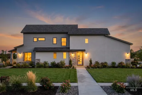 Render — front walk at dusk