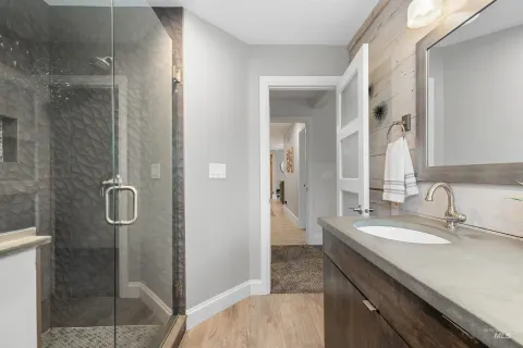 Tiled walk-in shower