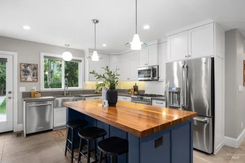 Kitchen with the butcher-block island